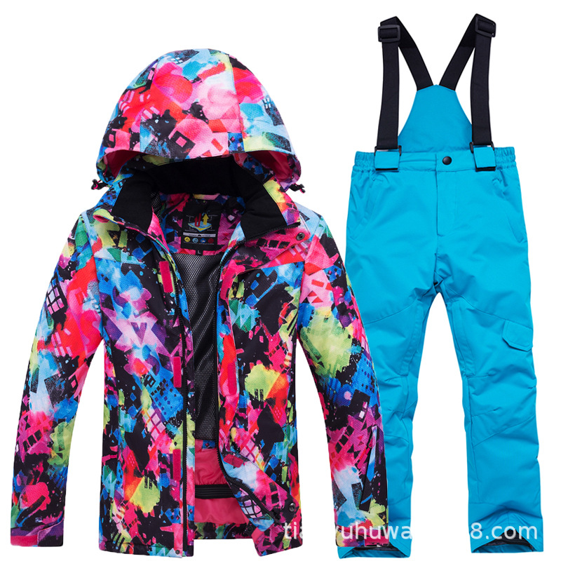 Picture of New Children's Ski Suit suit Boys' and Girls' Outdoor Thickened Warm Ski Two-Piece Set