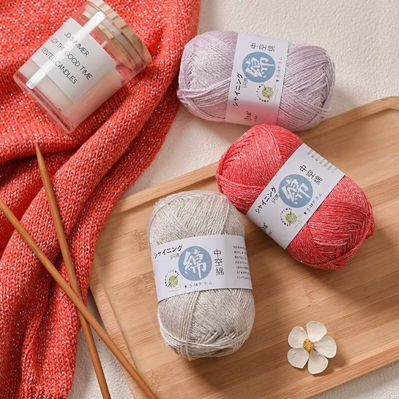 Picture of Dopamine bright silk hollow cotton thread hook bag special thread hand-woven diy crochet bag thread round strand thin thread