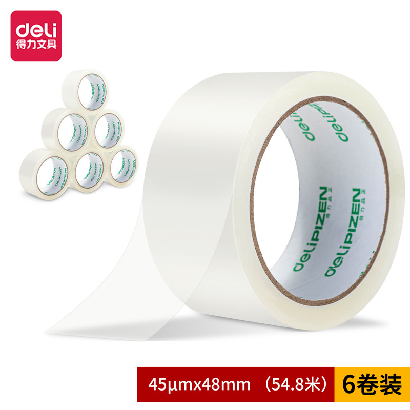 Deli Pinzheng 30911 Sealing Tape 48Mm*60Y*45Um (6 Rolls/Tube) (General Transparency)
