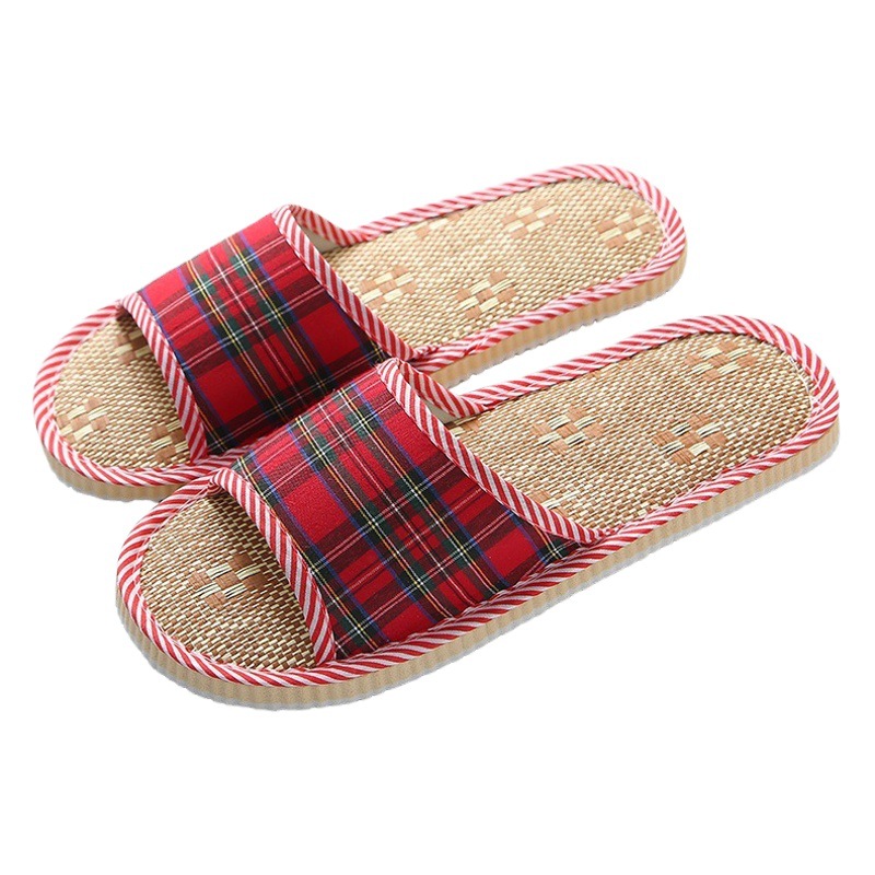 Indoor slippers straw mat home home wooden floor hotel features foam soft bottom autumn and winter linen hotel wholesale