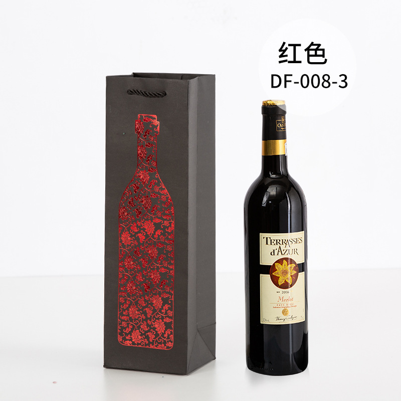 Picture of Red Wine Portable Paper Bag in Stock Hot Stamping Practical Red Wine Gift Packaging Bag Wine Portable Paper Bag Wholesale