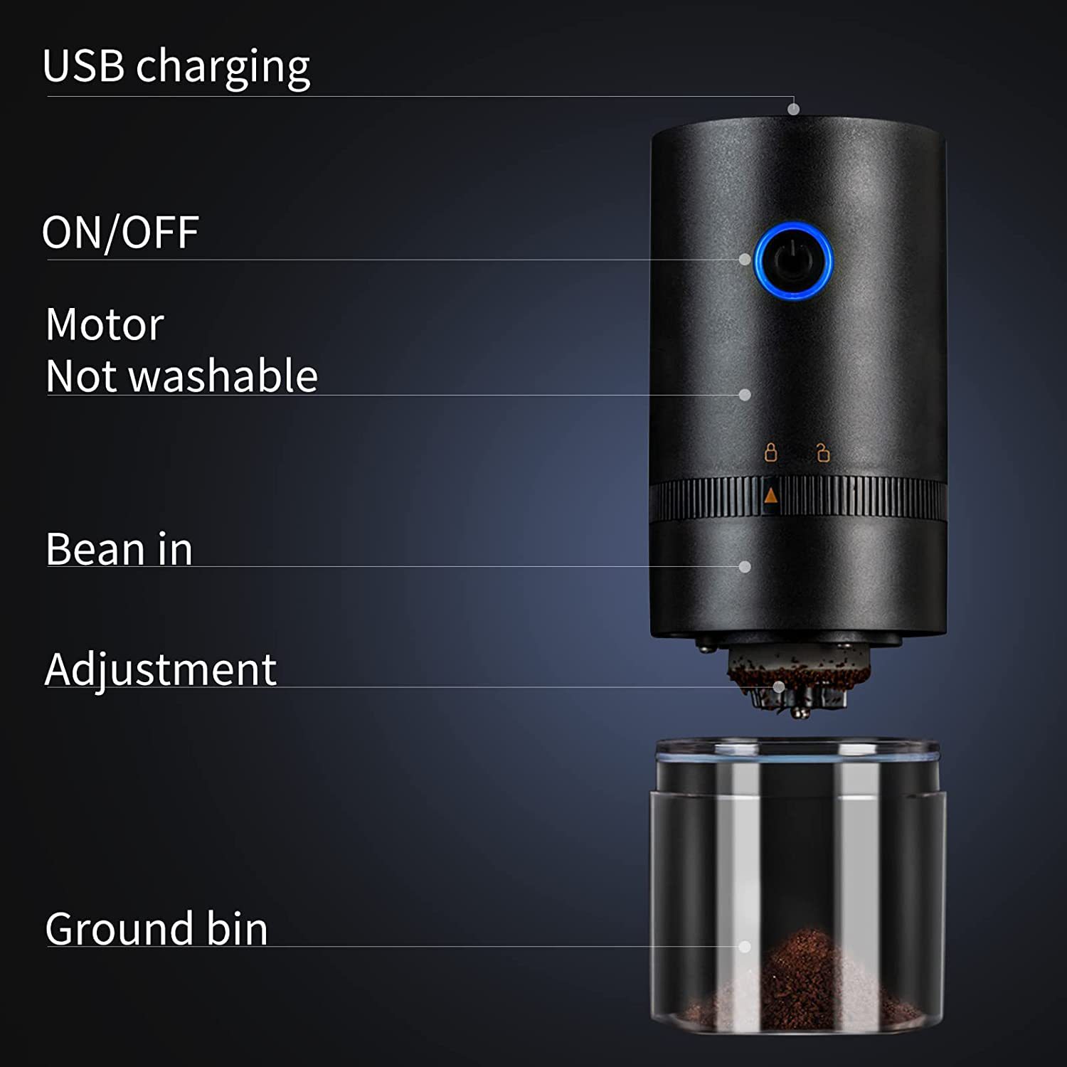 Picture of Cross-Border Portable Electric Coffee Grinder USB Rechargeable Coffee Grinder Coffee Grinder New
