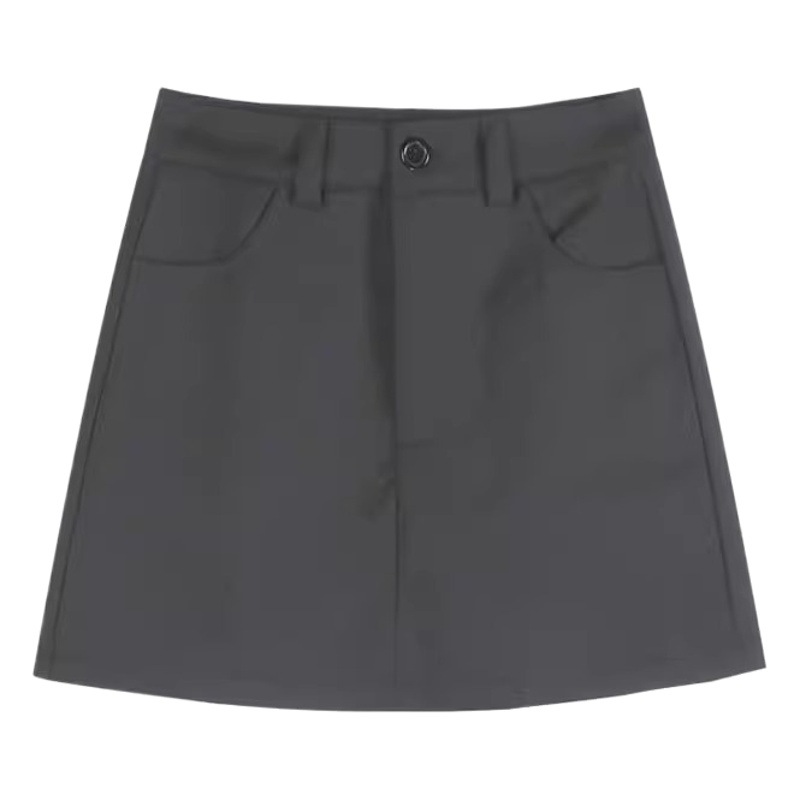 Suit Short Skirt Women's Spring 2024 New College Style A- line High Waist Slimming Hip Skirt Grey Fashionable Skirt