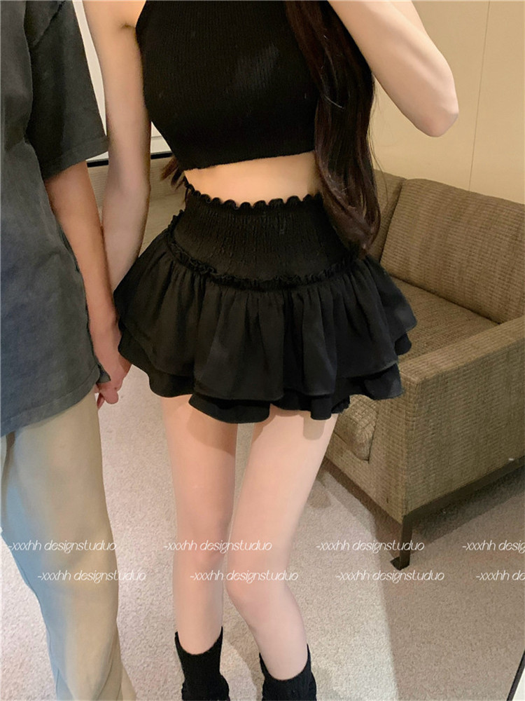 French Style Skirt Women's 2024 Summer Ballet Style Cake Skirt High Waist Slimming A- Line Skirt Anti-glare Tutu Skirt