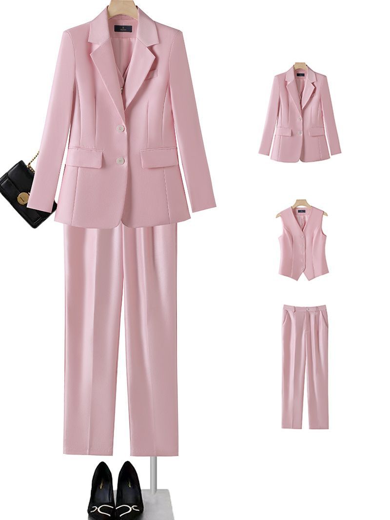 Picture of Star with pink suit suit female British style 2023 new small fragrant style suit jacket vest three-piece set