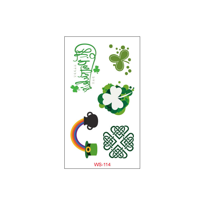 Picture of Cross-border Source Waterproof Sweat Green Hat Clover Face Irish Day Sticker St Patrick's Day Tattoo Sticker