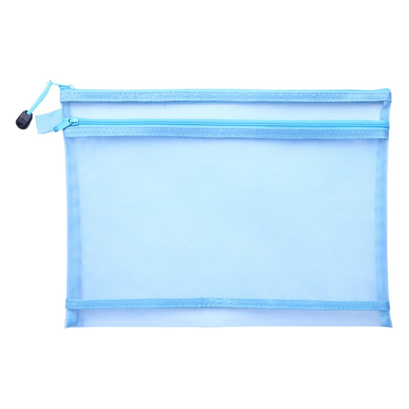 Mesh Zipper Bag, Double-Layer Student Test Paper Storage Bag, Small Fresh Stationery Bag, Tutoring Bag, Postgraduate Entrance Examination Transparent File Bag