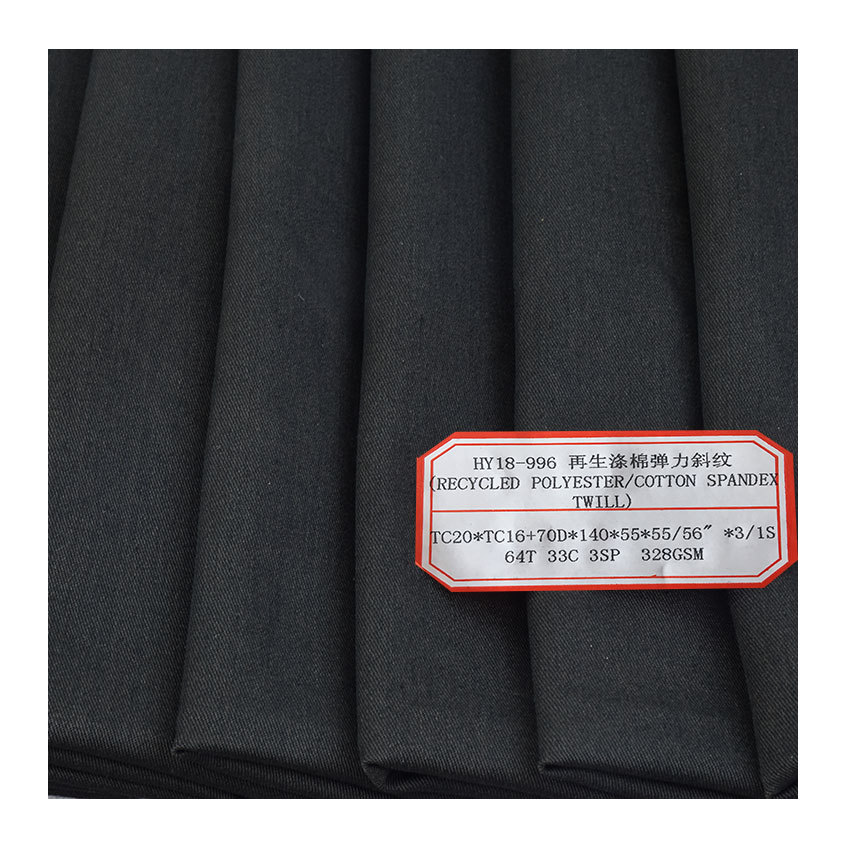 Recycled Polyester-Cotton Stretch Twill Recyclable Fabric Pants and Jacket Fabric