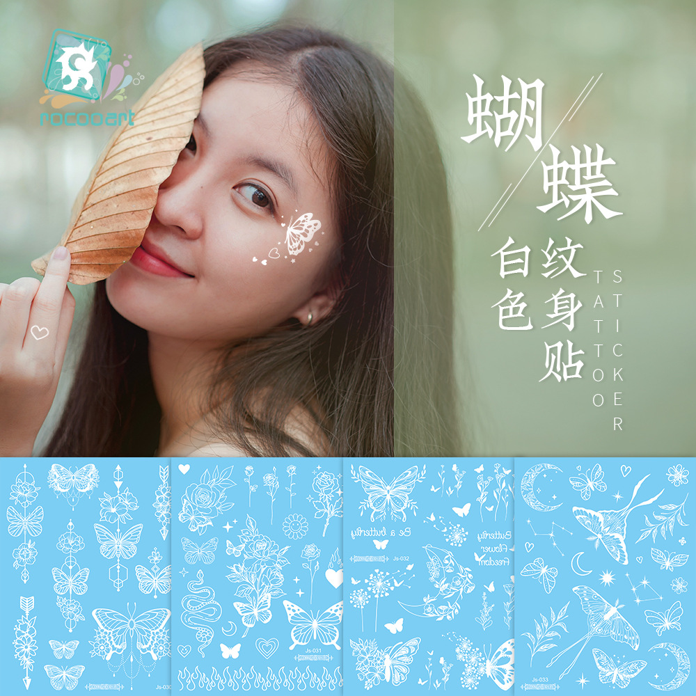 Picture of New Cross-border Source White Tattoo Sticker Personalized Face Sticker Henna Hand-painted Sticker Collarbone Sticker Disposable Tattoo
