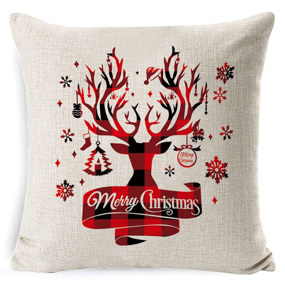Picture of Christmas Pillow Case Linen Super Soft Peach Leather Printed New Amazon Household Products Cushion Pillow Case Custom