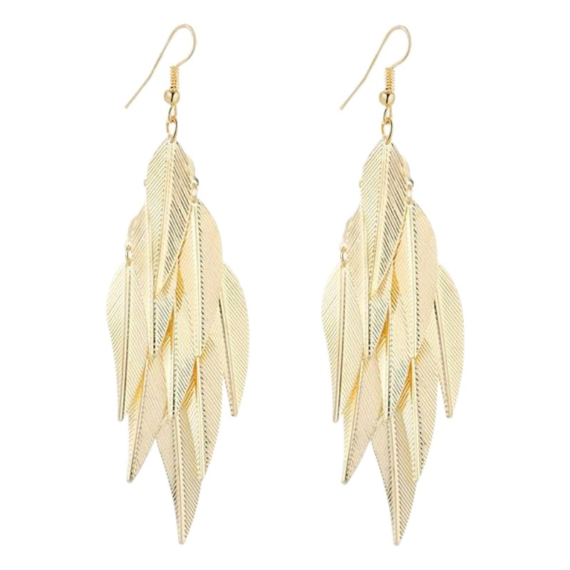 Hot Selling Palace Temperament Indian Retro Baroque Earrings Willow Leaf Long European and American Earrings Accessories Wholesale