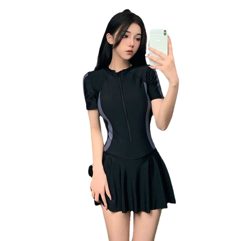 Picture of Swimsuit Women's One-piece Sports Hot Spring Swimsuit Simple Conservative Slim Slim Dress Vacation Swimwear Wholesale