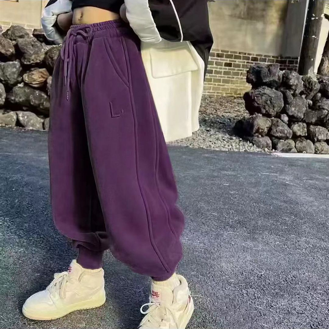 Picture of Girls' Thick Velvet Winter Sports Pants Autumn and Winter New Style Lamb Velvet Boys' Warm Sweatpants Kidsren's Trendy