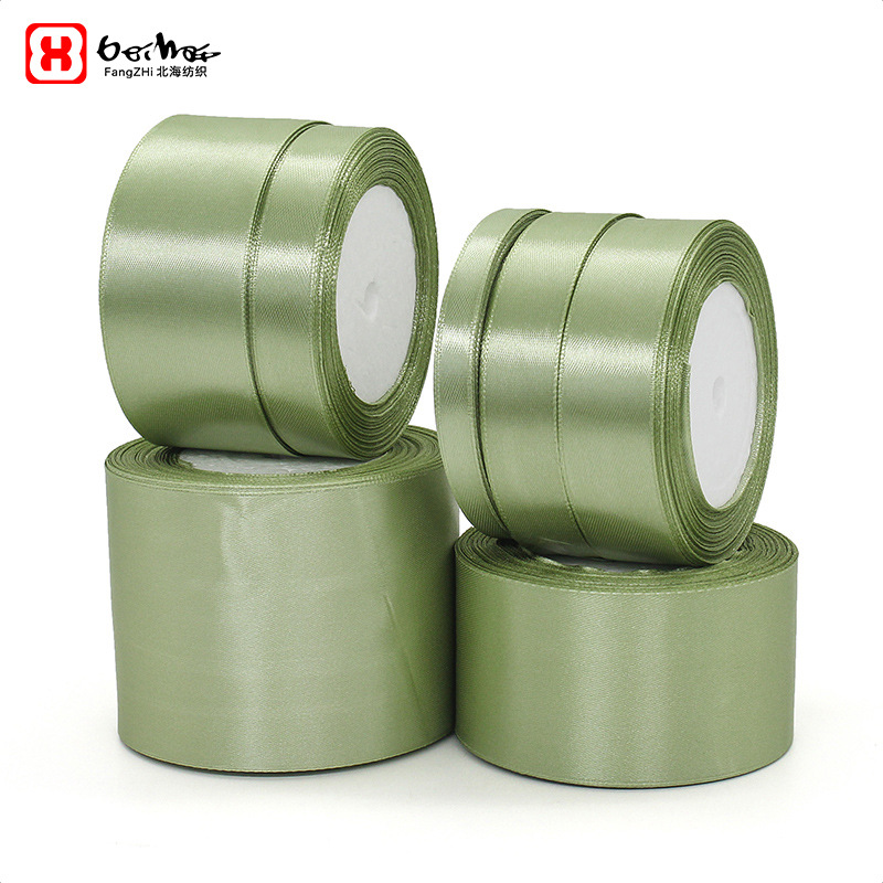Factory wholesale sage green ribbon flower gift decoration packaging ribbon small fresh cross-border ribbon wholesale