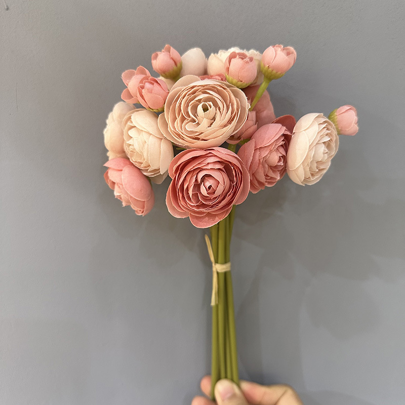 Picture of Simulation Mini Lulian bouquet small tea rose rose decoration bride hand silk flower home decoration flower