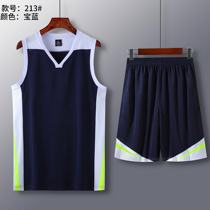 Picture of Summer new dry breathable outdoor sports training V-neck contrast basketball suit strength manufacturers wholesale printing