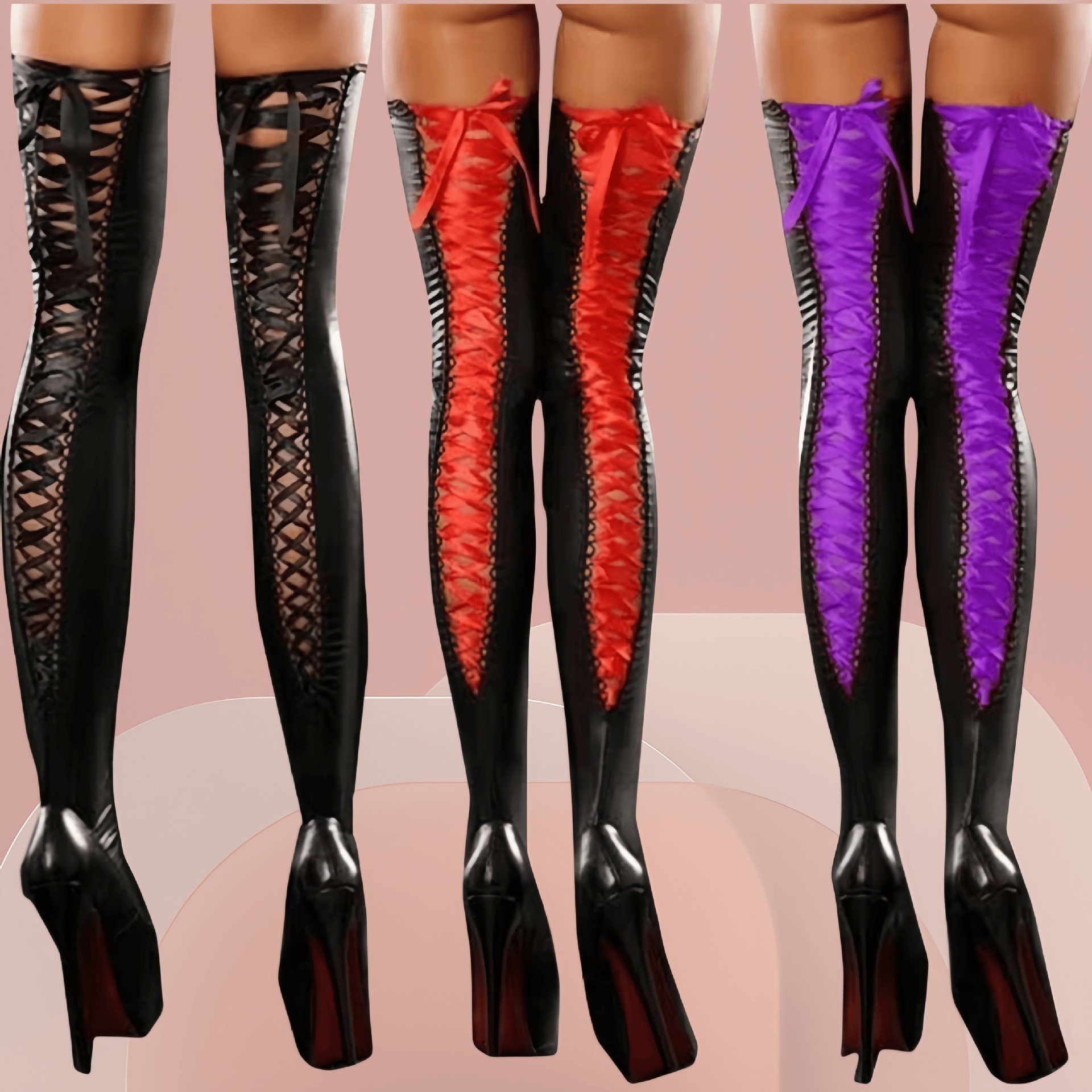 Cross-border sexy underwear foreign trade sexy stretch patent leather stockings nightclub DS performance straight leather socks wholesale