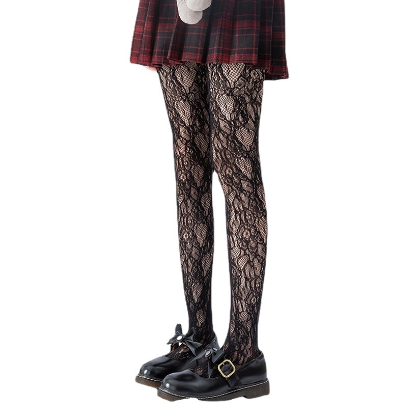 New Hollow Lace Pantyhose Base Pantyhose Wholesale Japanese Lolita Vintage Sexy Vertical Pantyhose