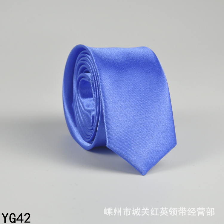 Picture of Solid color tie men's casual 5cm Korean style artificial silk narrow tie for workplace wedding business administrative wholesale