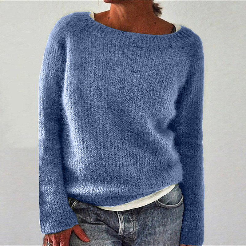 Picture of 2024 Amazon New Sweater Women's Solid Color Quiet Basic Sweater Sweater Round Neck Fashionable and Easiest for Match