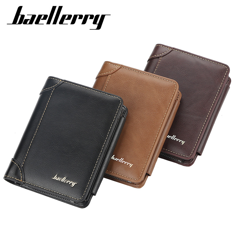 Picture of Wallet Men's Short baellerry European and American Multi-Card Three-Fold Zipper Coin Purse Fashionable Thin Card Bag for Men