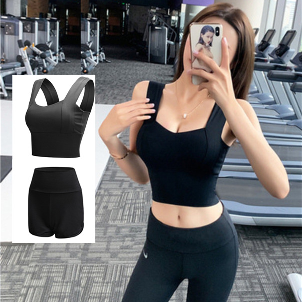 Sports underwear women's shockproof anti-sagging running high strength yoga clothes vest shorts fitness outer wear beauty back suit
