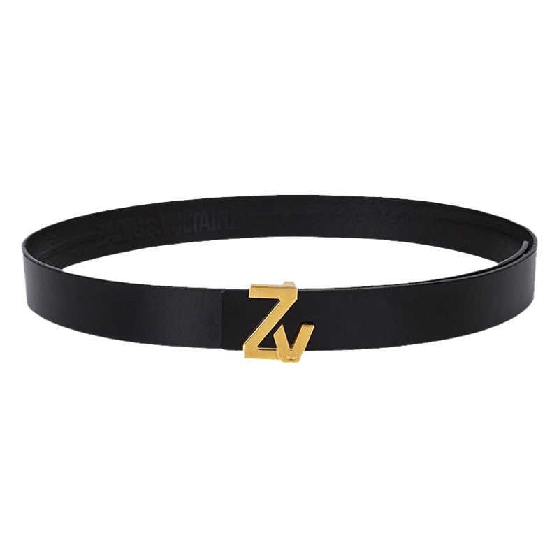 zv French Style Simple Women's Cowhide Belt Belt