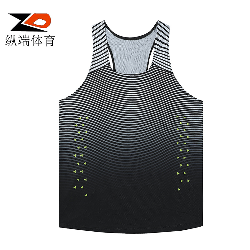 ZD longitudinal end men's track and field marathon running vest sports quick-drying breathable ultra-light mesh training suit