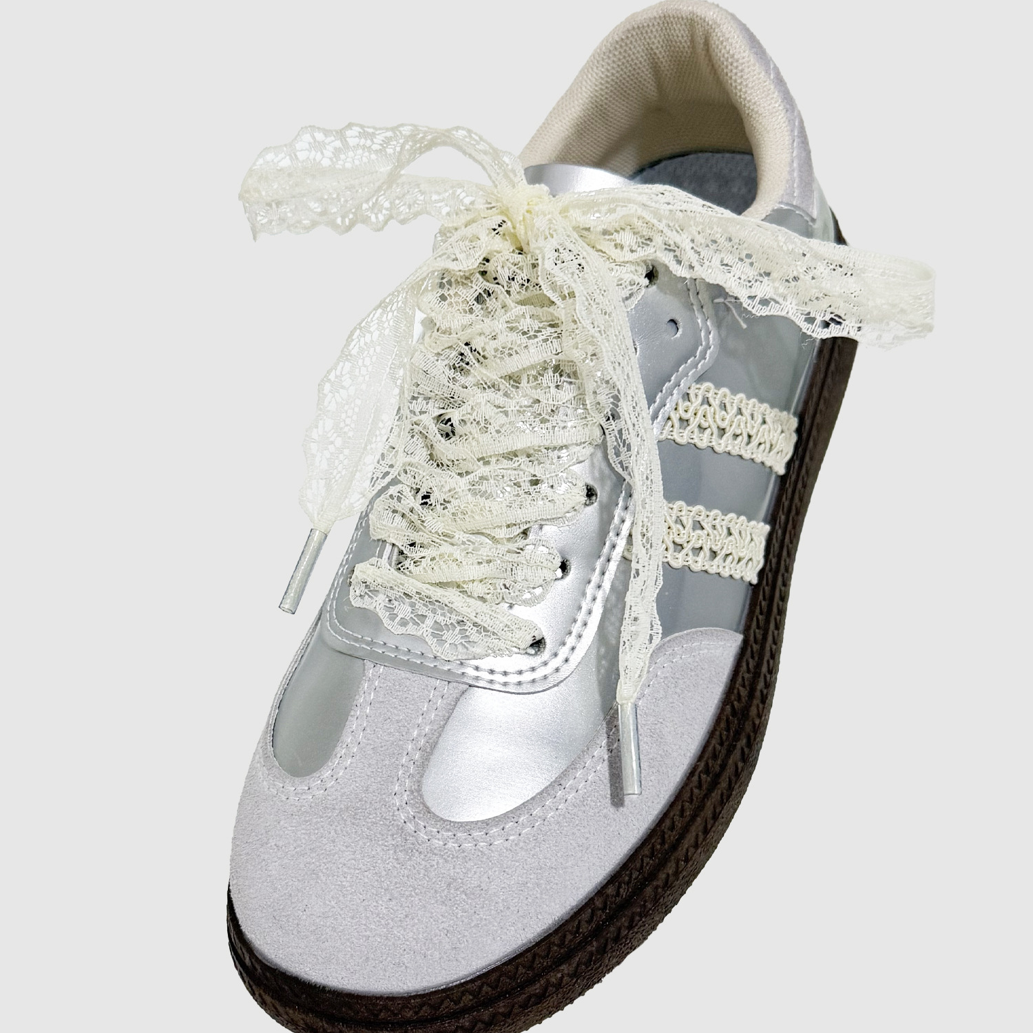 Picture of Lace Shoelaces DIY Ballet Style Cute Girl Accessories Desun Shoes White Silk Lace Shoelaces Pair