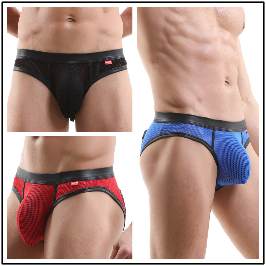 Foreign trade cross-border new fashion men's underwear back empty triangle hole U convex large bag 1913