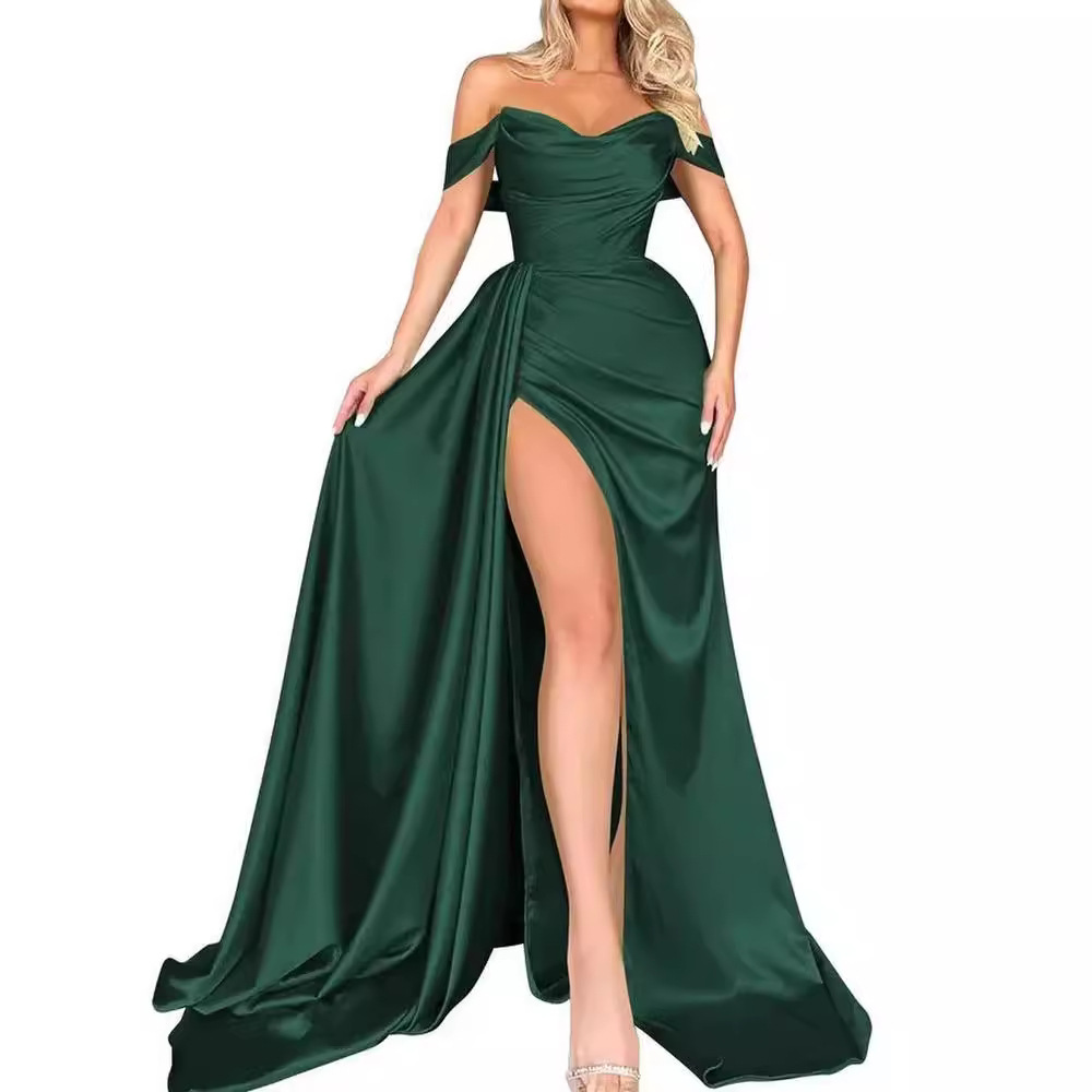 Picture of Bridesmaid Dress Floor-Length Evening Gown Slit Floor-Length Bridesmaid Evening Dress