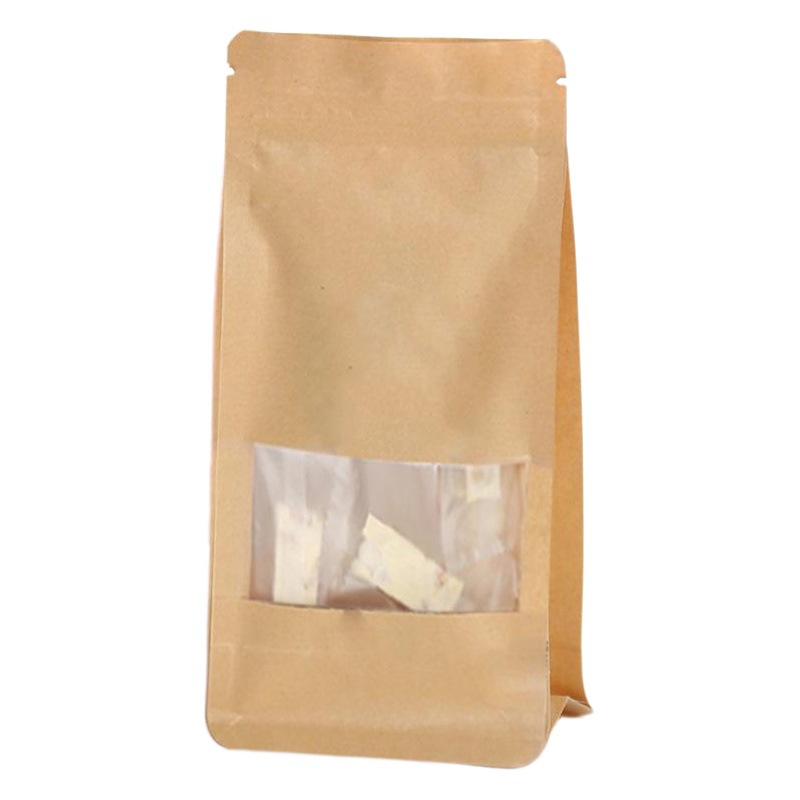 Tea Kraft paper bag red dates dog food sealed 3D zipper bag walnut eight-sided bag food packaging bag wholesale
