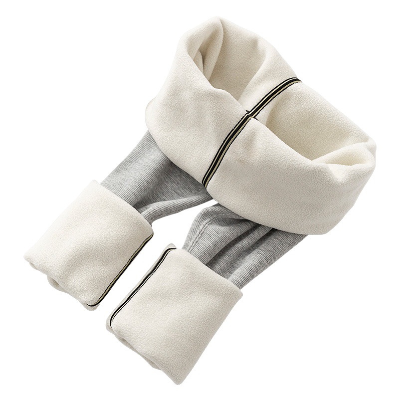 Autumn and Winter New Knitted Threaded Vertical Cotton Leggings Fleece-lined Thickened Tight Ankle-length Pants High Waist Belly-closed Pencil Pants