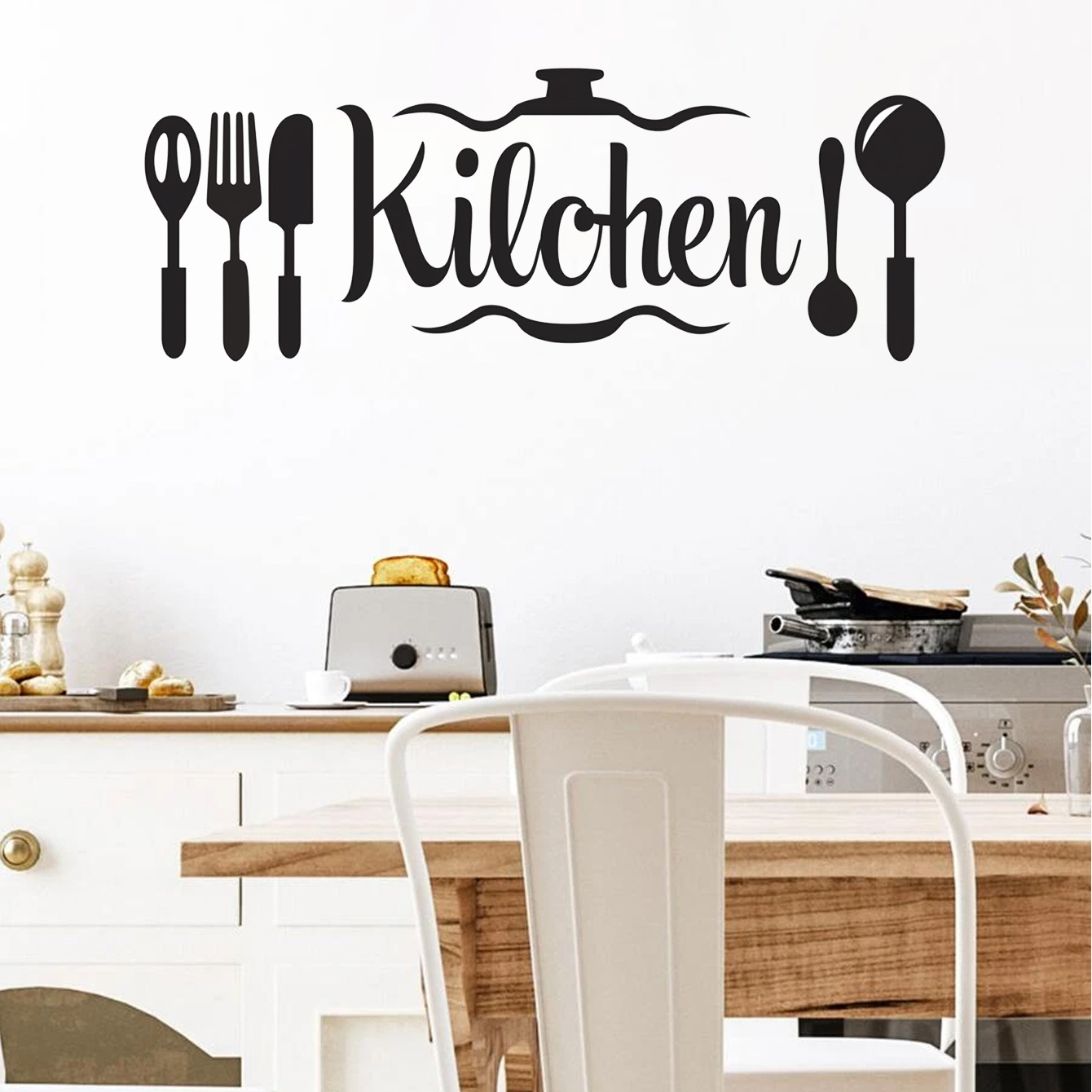 Kitchen English stickers cross-border Amazon decorative stickers restaurant kitchen wall background layout wall stickers wholesale