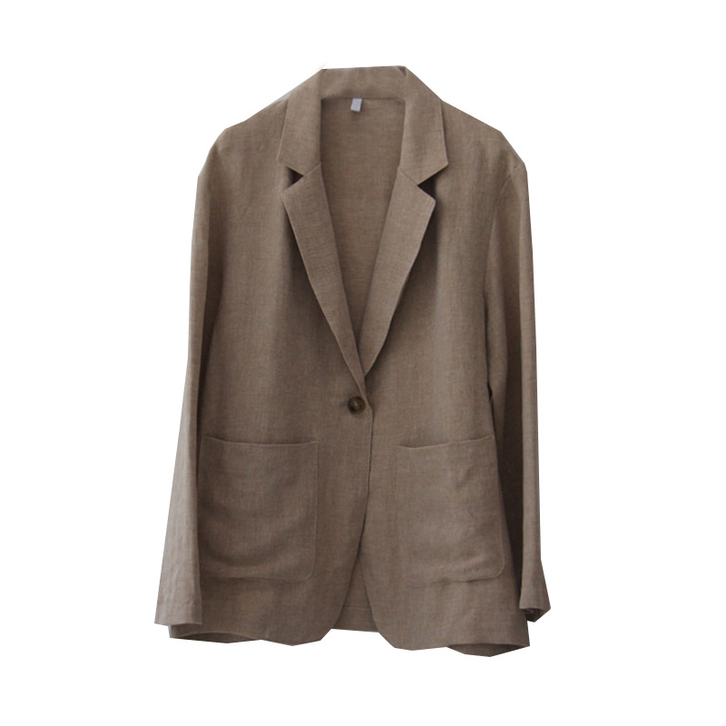 Picture of Cross-border women's clothing early spring new South Korea Internet celebrity cotton and linen suit jacket Korean style loose linen small suit British style
