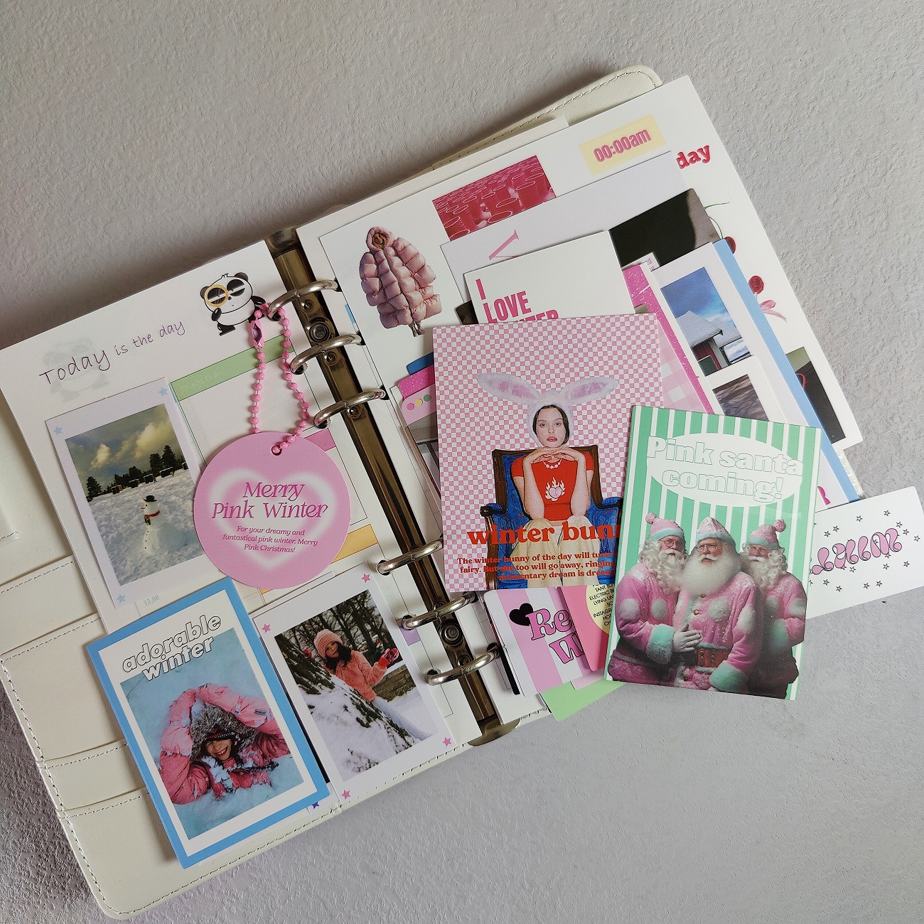 South Korea same OAB card sticker package wholesale Nordic style pink Christmas retro Journal decoration ins material stitching