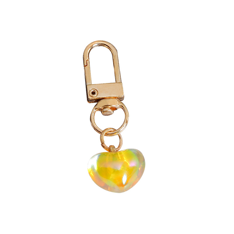 Picture of ins style AB color love beads keychain pendant diamond-shaped cut hanging hole door buckle girl's heart bag bag hanging jewelry