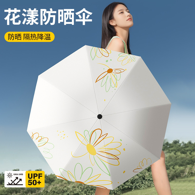 Umbrella Large Rain or Shine Parasol Women's Sun Protection Uv Protection Vinyl Sun Umbrella Thickeneded and Enlarged Foldableing Umbrella