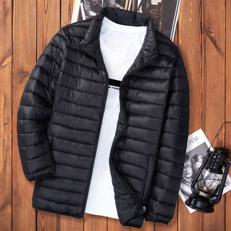 Picture of Light Down Cotton-padded Jacket Men's Autumn and Winter Cotton-padded Jacket New Short Vertical Collar Men's Casual Hooded Plus Size Lightweight Jacket