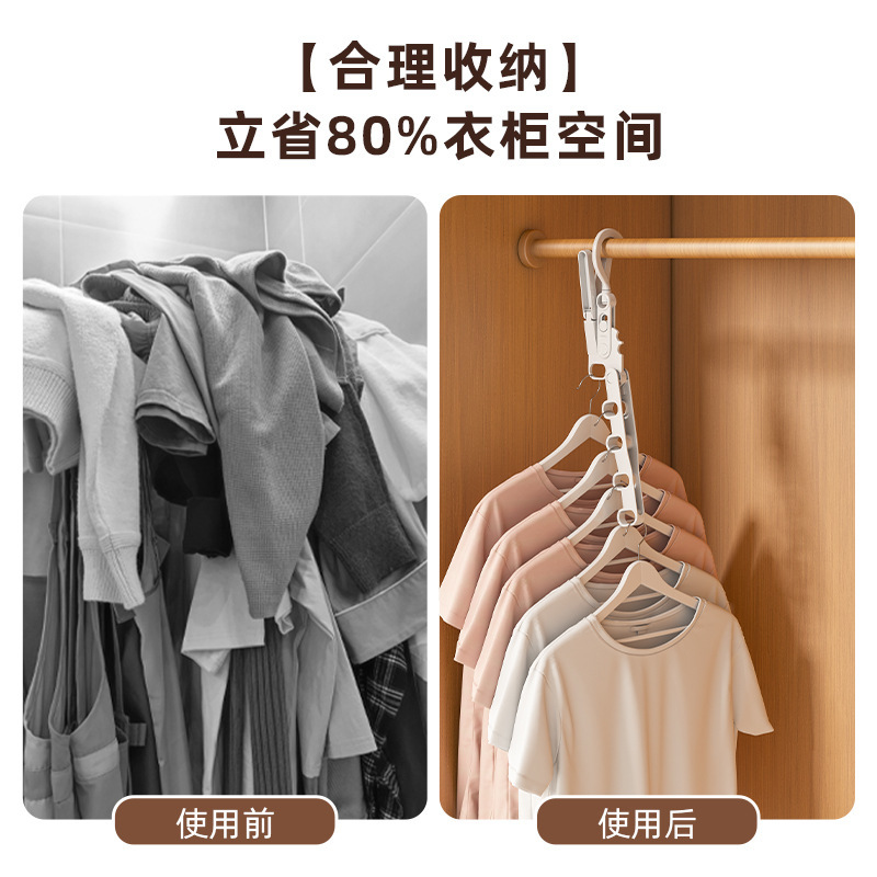 Picture of Folding clothes hanger thickened indoor multi-functional wall hanging travel plastic hanger wholesale business trip portable five-hole hanger