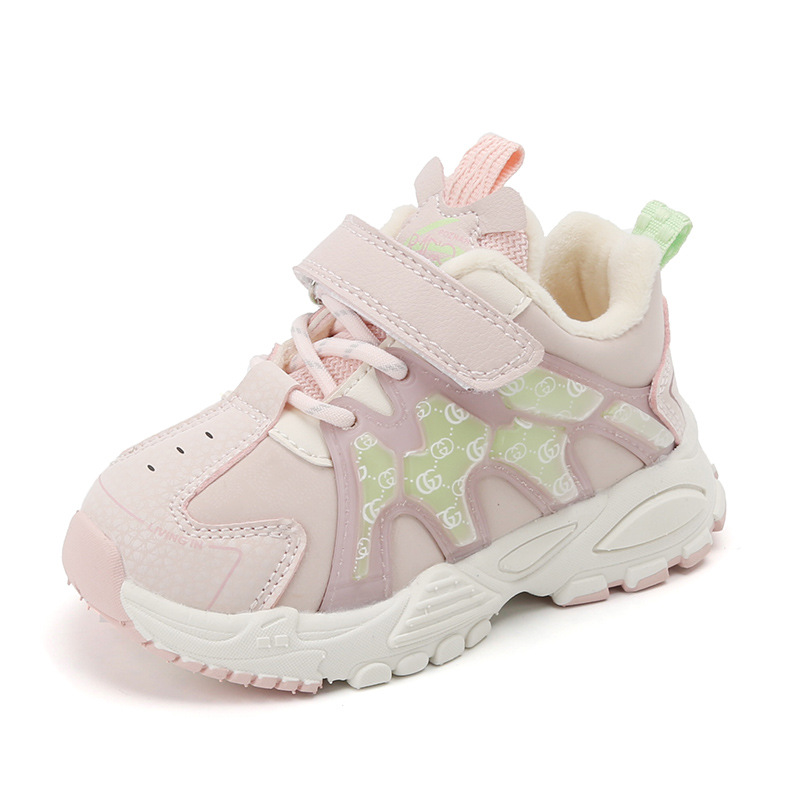 Picture of Children's cotton shoes 2025 winter boys' non-slip platform daddy shoes fashionable fleece girls' two-cotton sneakers lightweight