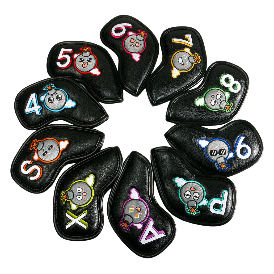 Golf Iron Set Club Cap Cover Mine Cartoon Playful Pattern Protective Cover Cross-border New Hot Sale