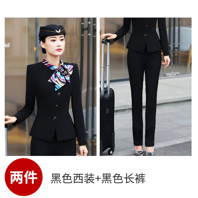 Picture of Stewardess Professional Suit for Women, Autumn and Winter Blazer Dress Set, Beautician Workwear, Hotel Front Desk Uniform, Aviation Work Clothes