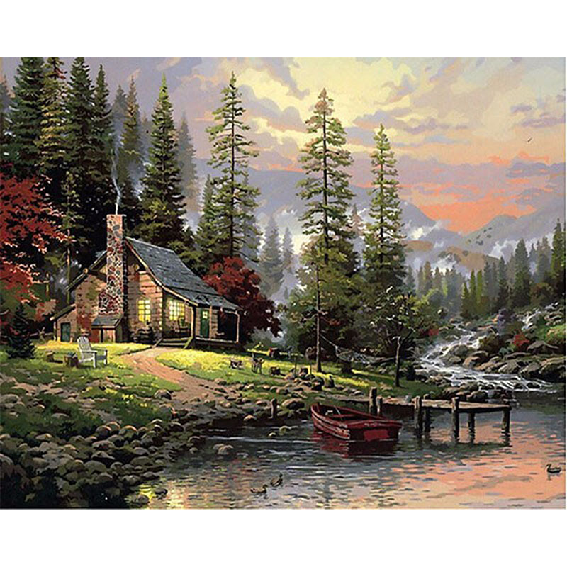Cross-border digital oil painting wholesale frameless landscape 4050 Amazon wish shrimp ebay factory decoration