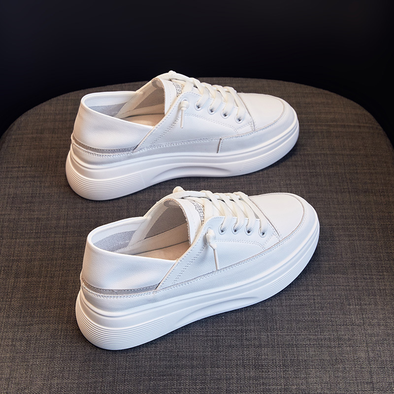 Picture of Genuine Leather White Shoes for Women 2025 New Thick-Soled Sneakers Breathable Casual Sports Women's Shoes Popular Versatile White Women's Shoes