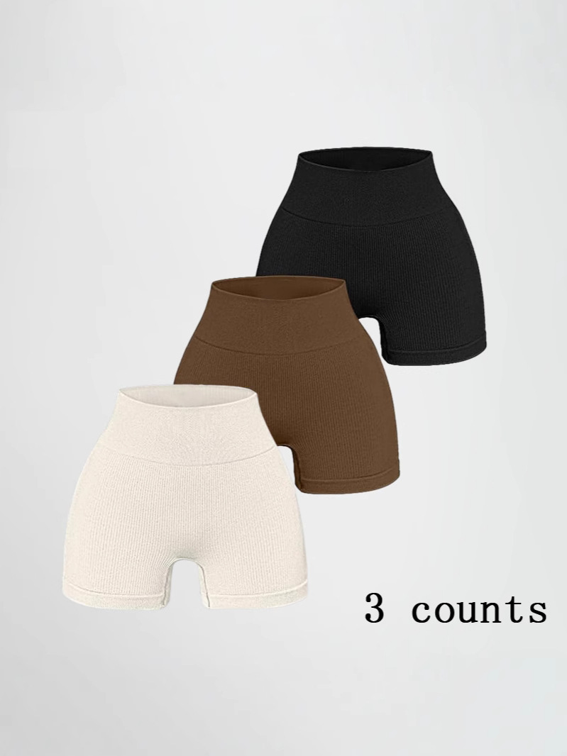Cross-border European and American Yoga Pants Women's Seamless Solid Color Slim-fit Hip Solid Color Sports Fitness All-match Shorts