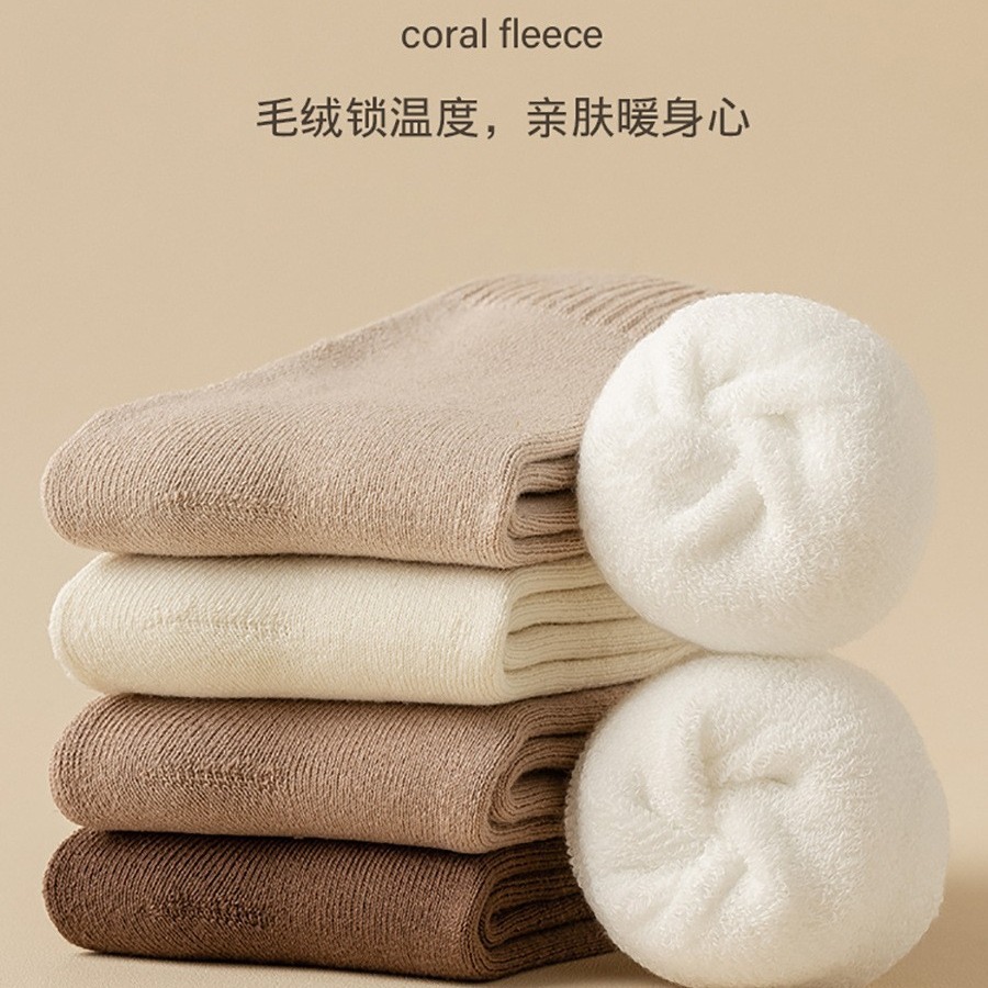 Thick Socks for Women in Winter Fleece-Lined Pure Cotton Terry Boat Socks for Women Thickeneded Warm Towel Socks Japanese Style Short Socks for Autumn and Winter