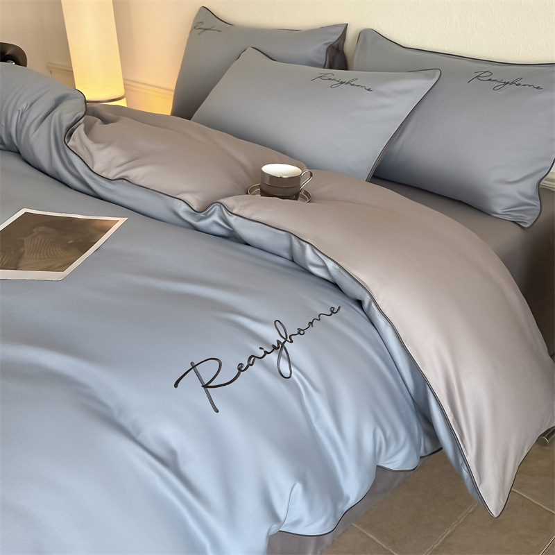 Picture of Advanced Sense 60 Light Luxury Long-staple Cotton Cotton Bed Four-piece Cotton Embroidered Quilt Cover 100 Cotton Bed Sheet Mattress 3