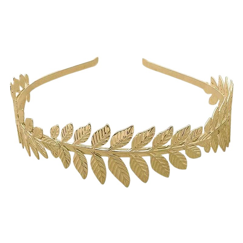 European and American Fashion Leaf Headband Headdress Goddess Metal Headwear Hair Accessories Amazon Golden Leaf Cross-Border Headband