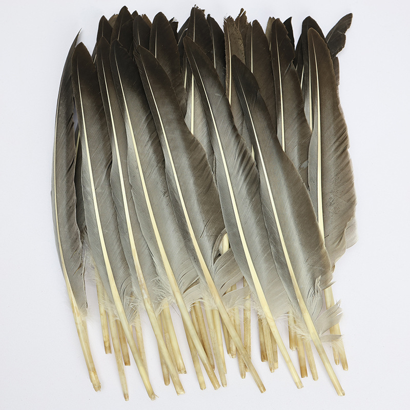 Picture of in stock hunchback gray goose feather primary color goose feather diy material accessories Zhuge Liang with feather fan accessories